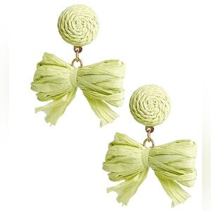 LISI LERCH Raffia Bow Statement Earrings - Lime Green Yellow Bows